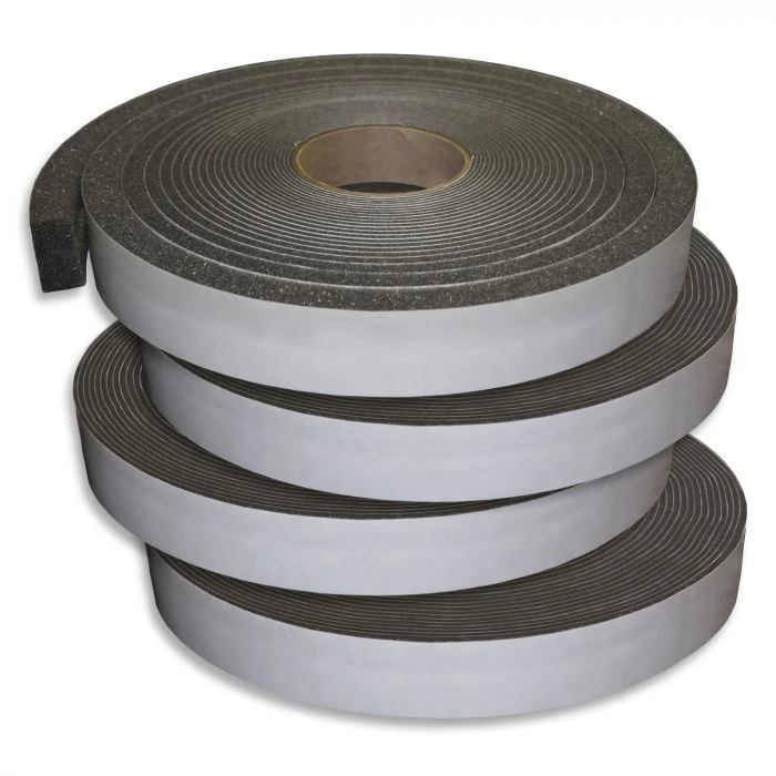 3/4” Thick Neoprene Foam Strip, 3/4” Width x 25’ Length, Black, Rubber  Adhesive