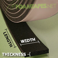 Foam tape dimensions